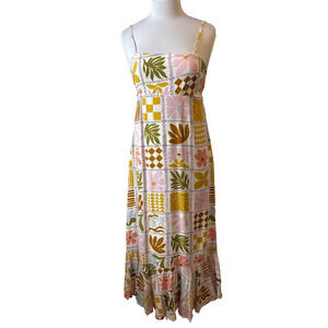 Paper Heart Boho Hippie Women's M Open Back Maxi Ruffle Dress Colorful Floral